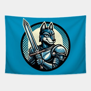 Wolf Knight With a Sword Tapestry