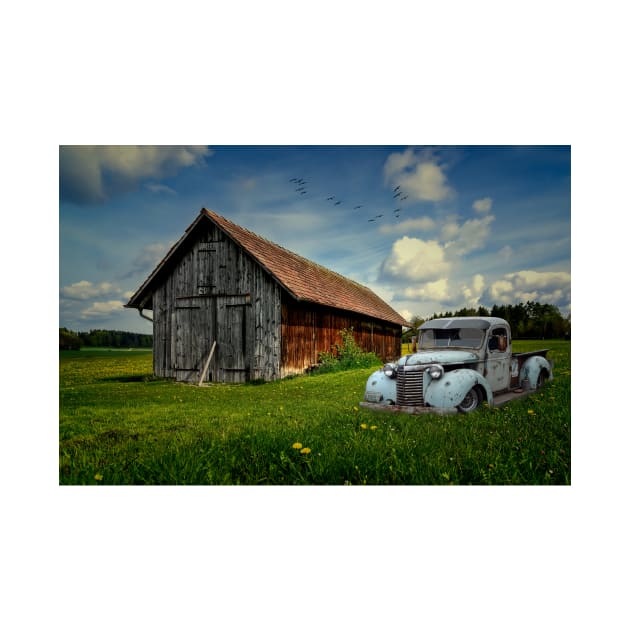 Old Chevy Pickup and Barn by JimDeFazioPhotography