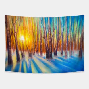 Sunset in the woods Tapestry