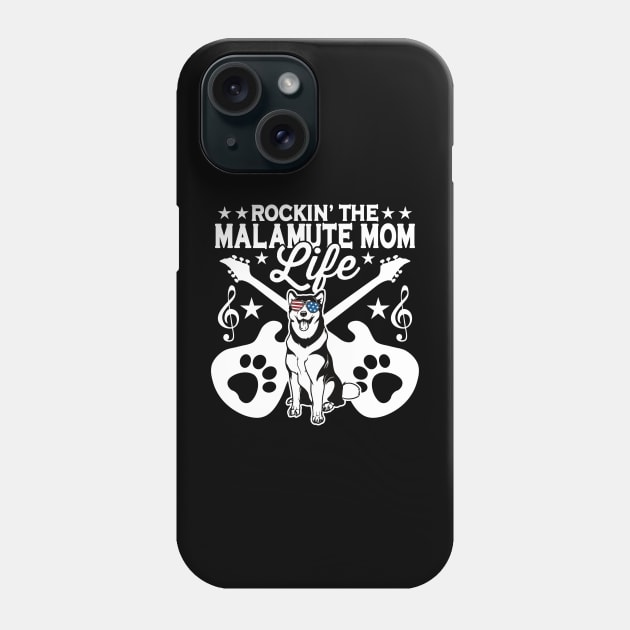 Rockin The Alaskan Malamute Mom Life Dog Lover Guitar Musician Phone Case by RadStar