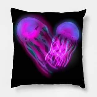 Glowing Jellyfish Purple Pillow