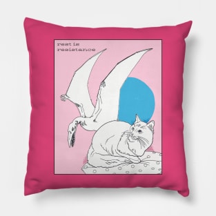 Dinosaur Cat Color Your Own Shirt Coloring Book Collage Rest Is Resistance Y2K Design Pillow