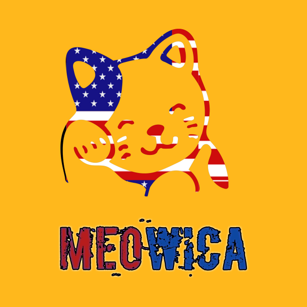 Meowica USA American Flag Cat T-Shirt funny t-shirt and gift Meowica t-shirt 4th of July t-shirt by FouadBelbachir46