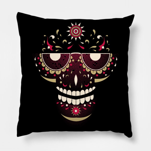 Day of the dead skull Pillow by monkeywizzzard