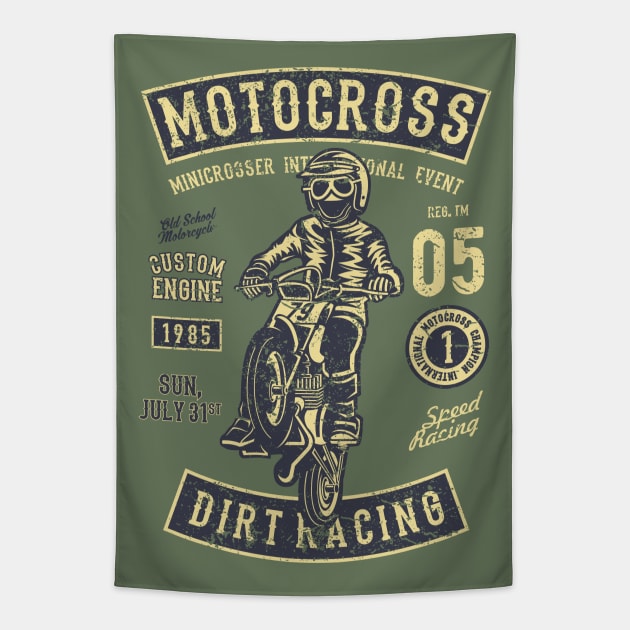 Motocross Dirt Racing Custom Engine 1985 Tapestry by JakeRhodes