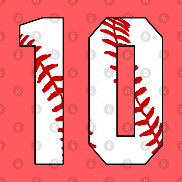 Baseball Number 10 #10 Baseball Shirt Jersey Favorite Player Biggest Fan by TeeCreations