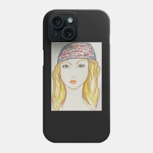 blonde woman portrait watercolor painting Phone Case