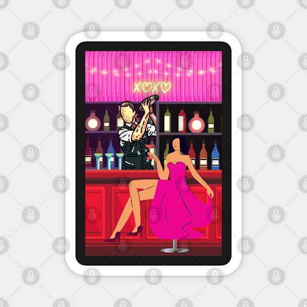 Glam Lady at a Bar Magnet by MandySJ