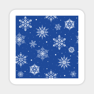 Christmas Folk Snowflakes2 Blue Magnet