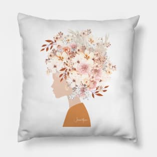 Woman in Fashion Flower Headdress Pillow