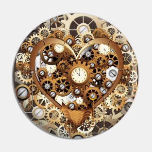 Steampunk Heart Love Machine Pin