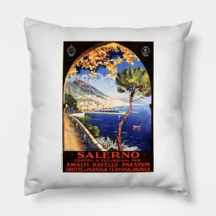 SALERNO Italian Seaside Port City Vintage Italy Travel Pillow