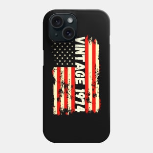 Vintage 1974 50th Birthday Gifts 50 Years Old American Flag Phone Case