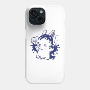 Kawaii Cute raven bunny saying "Let's rave!" Phone Case