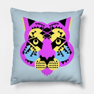 Tiger face, Neon Purple Pillow