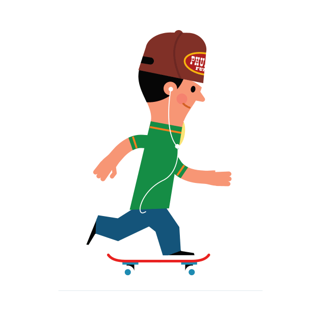 Skateboarding Kid in Phillies Hat by RussellTateDotCom