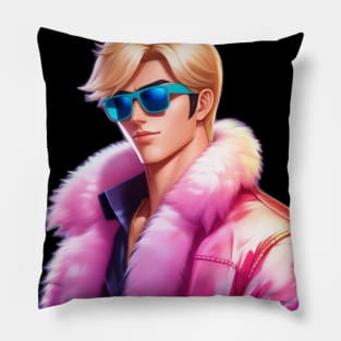Ken Barbie Doll Fur Coat and Shades Pillow