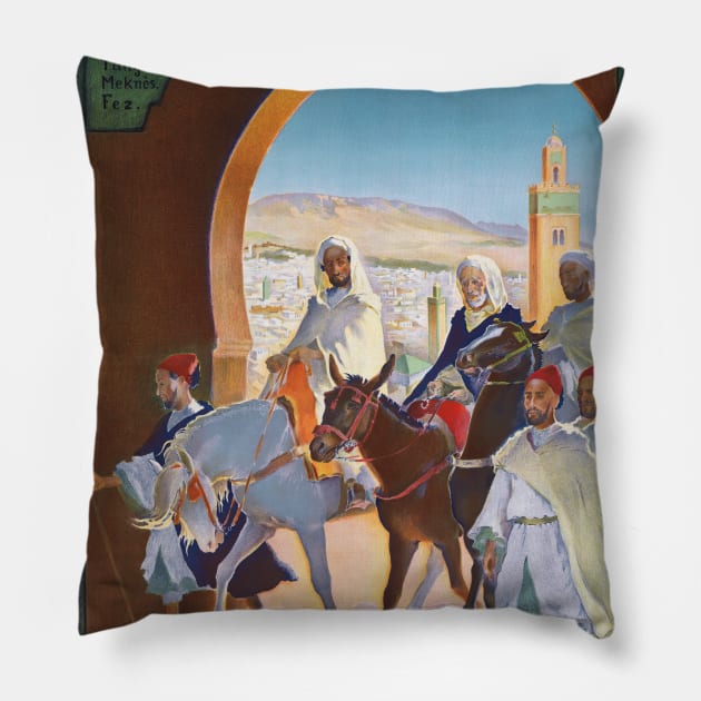 Chemins de fer Marocains Morocco Vintage Poster 1910 Pillow by vintagetreasure