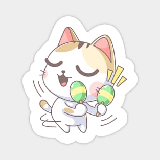 Cute cat playing maracas cartoon Magnet