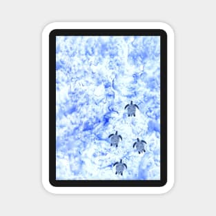 Sea Turtle Babies in the Ocean Watercolor Design Magnet