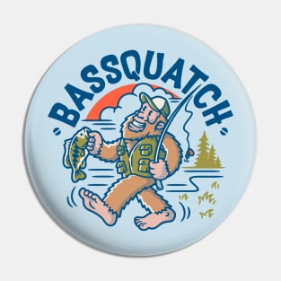 Bassquatch!  Vintage Fishing Bigfoot Fisherman Pin