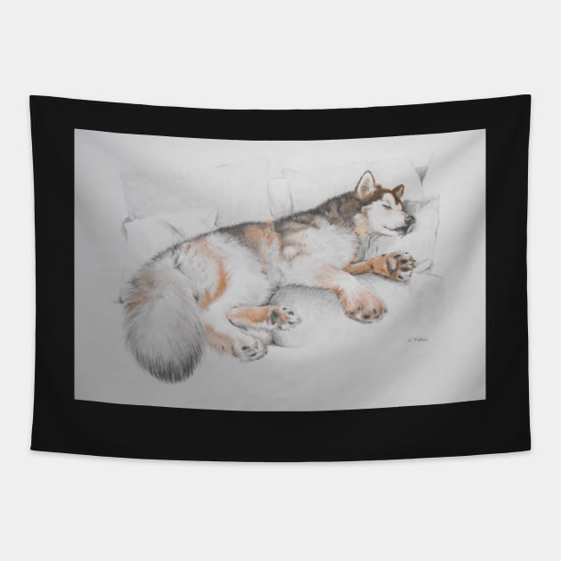 What an Alaskan Malamute Does Best Tapestry by PurpleMoose