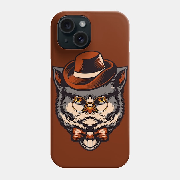 Funny Fancy Hipster Cat with Moustache Phone Case by SLAG_Creative