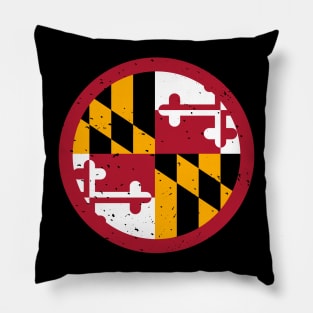 Retro Maryland State Flag // Vintage Maryland Grunge Emblem Pillow