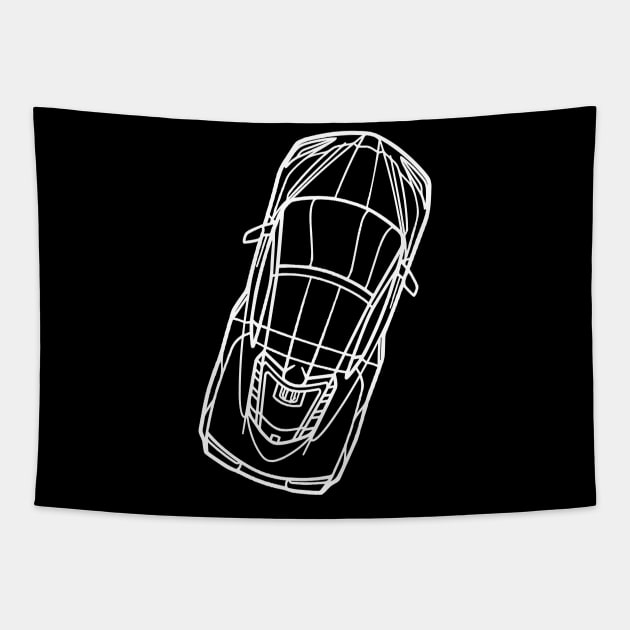 Arctic White C8 Corvette racecar Silhouette Outline Amplify Orange Supercar Sports car Racing car Tapestry by Tees 4 Thee