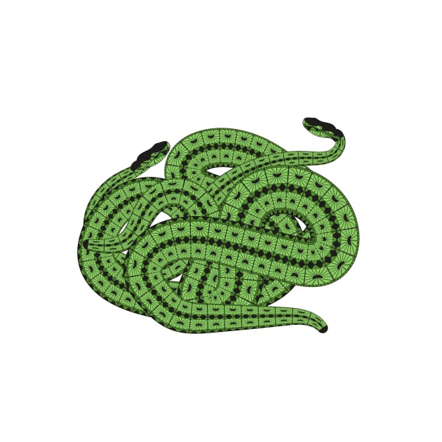 Two Slithering Green Snakes Reptiles by oknoki