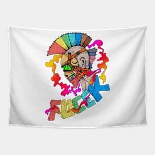 skull fucek rainbow Tapestry