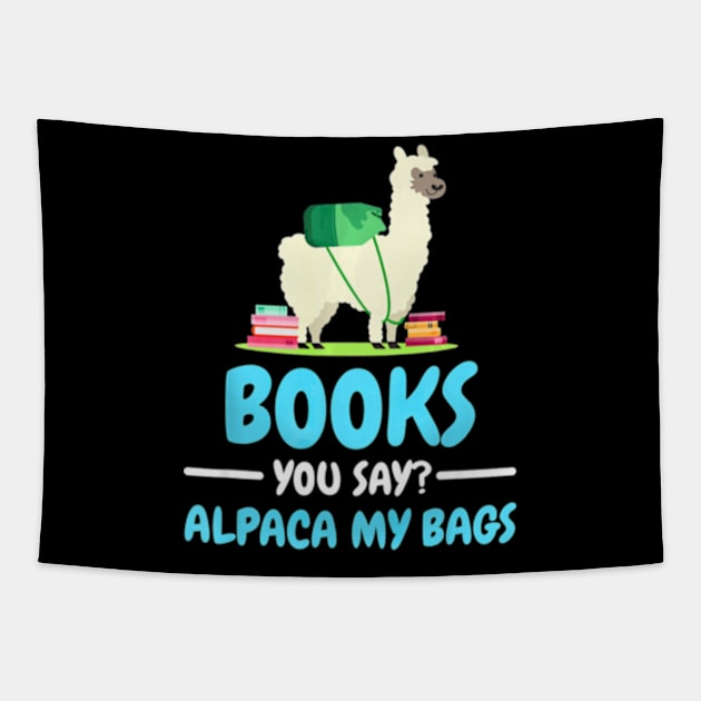 Funny Books T shirt Alpaca Llama Reading Gift for Men Women Tapestry by AstridLdenOs