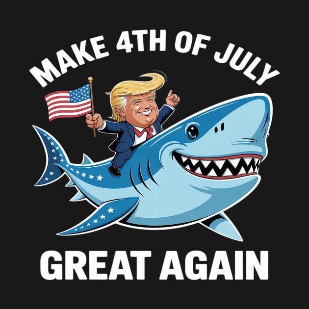 Make 4th of July Great Again Donald Trump 2025 Shark by LEHANGAR