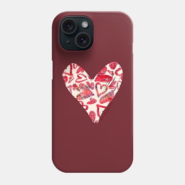 Red Watercolor Hearts Surface Pattern Phone Case by venglehart