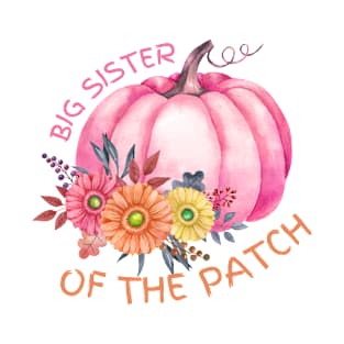 Big Sister Of The Patch Cute Pink Pumpkin T-Shirt