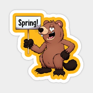 Groundhog With Spring Sign Magnet