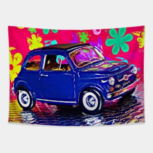 Surreal Fiat 500 blue Tapestry