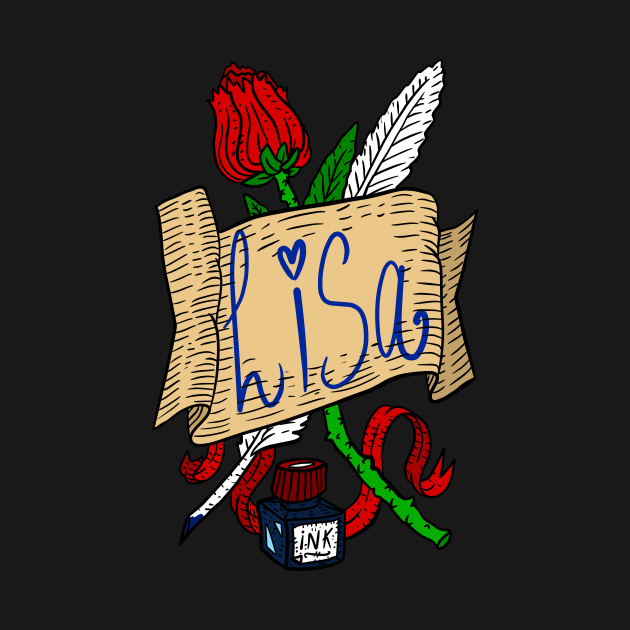 lisa, personalized name artwork. roses and writing. by JJadx