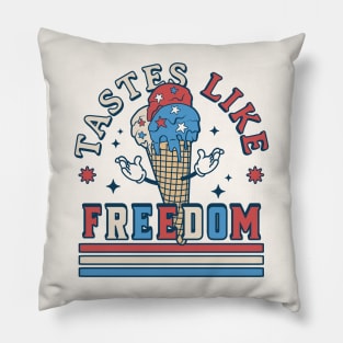 Tastes Like Freedom - Patriotic Ice Cream Funny 4th of July Pillow