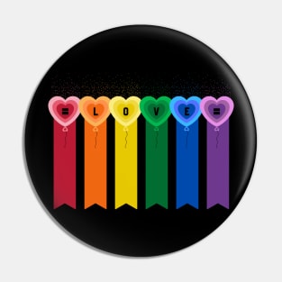 Rainbow Love: Celebrate LGBTQ+ Pride with Heart-shaped Balloons Pin