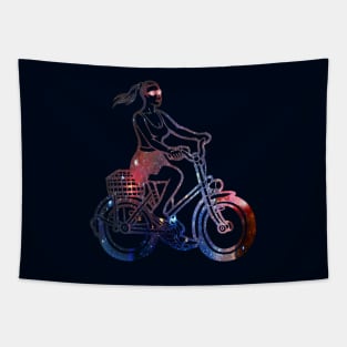 Girl with Bike Tapestry
