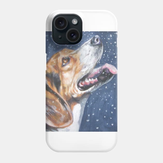 Beagle Christmas Fine Art Painting Phone Case by LASHEPARD