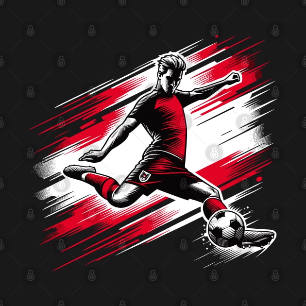 Dynamic Austria Soccer Star in Action - Vector Design by SergioArt