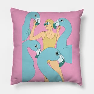 woman with flamingo Pillow