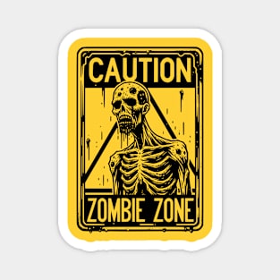 Caution Zombie Zone Sign Black and Yellow Magnet