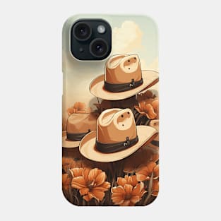 Pastel Cowboy Hat and Boot Pattern Brown Cowgirl Aesthetic Phone Case