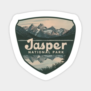 Jasper National Park Retro Shield Magnet