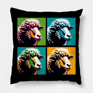 Vibrant Flock Fantasy: Pop Art Sheep Splendor Pillow