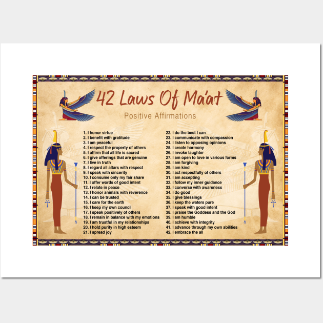 42 Laws Of Maat Positive Affirmations 42 Laws Maat Posters and
