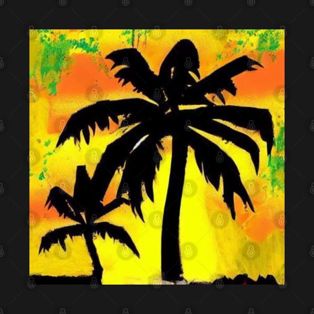 Palm Trees Jamaican Style Street Art Vacation by jeanmbart